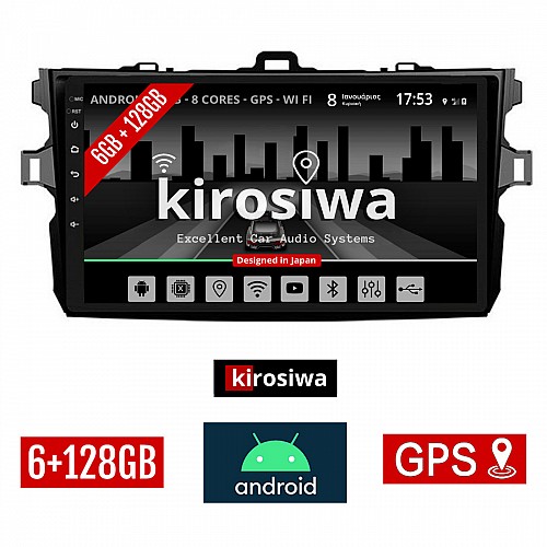 KIROSIWA 6+128GB TOYOTA COROLLA (2006 - 2012) Android οθόνη αυτοκίνητου 6GB με GPS WI-FI ( TOYOTA ηχοσύστημα αφής 9" ιντσών OEM Youtube Playstore MP3 USB Radio Bluetooth Mirrorlink  DSP Apple Carplay Android Auto 4G SIM card 4x60W, AUX) RX-9580