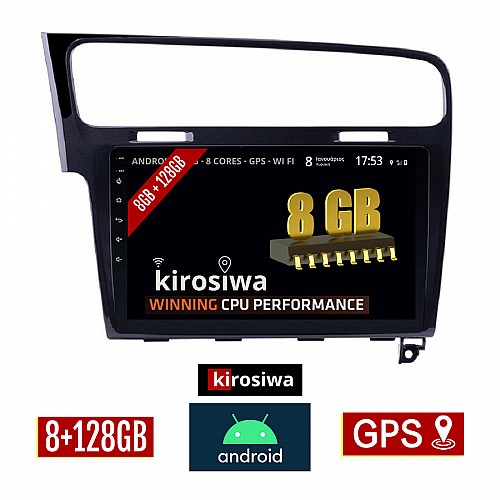 KIROSIWA 8GB + 128GB VOLKSWAGEN GOLF 7 (μετά το 2013) Android οθόνη αυτοκίνητου με GPS WI-FI (VW ηχοσύστημα αφής 10" ιντσών OEM Youtube MP3 USB Radio Bluetooth Mirrorlink DSP Apple Carplay Android Auto 4G Sim Card 4x60W μαύρο) RX-9607