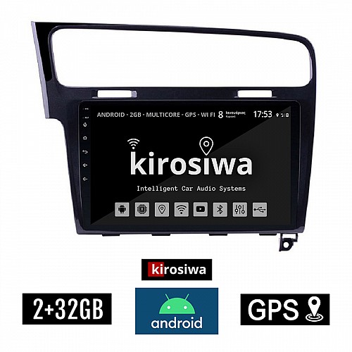 KIROSIWA 2+32GB VOLKSWAGEN GOLF 7 (μετά το 2013) Android οθόνη αυτοκίνητου 2GB με GPS WI-FI (VW ηχοσύστημα αφής 10" ιντσών OEM Youtube Playstore MP3 USB Radio Bluetooth Mirrorlink, 4x60W, μαύρο) RX-9609