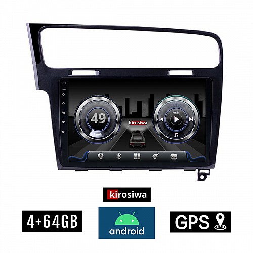 KIROSIWA 4+64GB VOLKSWAGEN GOLF 7 (μετά το 2013) Android οθόνη αυτοκίνητου 4GB με GPS WI-FI (VW ηχοσύστημα αφής 10" ιντσών Youtube Playstore MP3 USB Radio Bluetooth Mirrorlink, DSP 4x60W Apple Carplay Android Auto μαύρο)