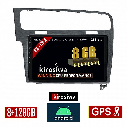 KIROSIWA 8GB + 128GB VOLKSWAGEN GOLF 7 (μετά το 2013) Android οθόνη αυτοκίνητου με GPS WI-FI (VW ηχοσύστημα αφής 10" ιντσών OEM Youtube MP3 USB Radio Bluetooth Mirrorlink DSP Apple Carplay Android Auto 4G Sim Card 4x60W γκρί) RX-9612