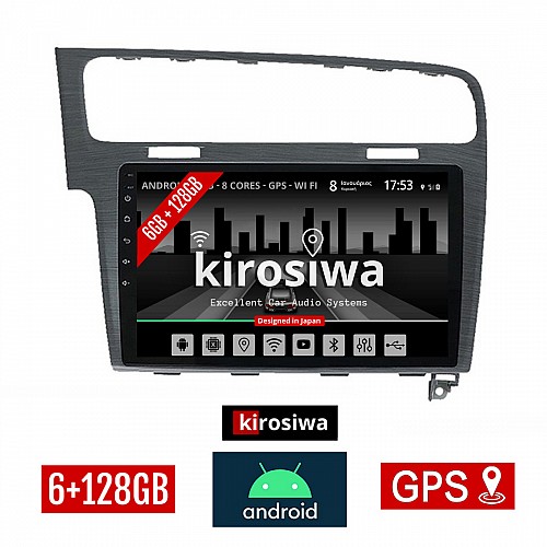 KIROSIWA 6+128GB VOLKSWAGEN GOLF 7 (μετά το 2013) Android οθόνη αυτοκίνητου 6GB με GPS WI-FI (VW ηχοσύστημα αφής 10" ιντσών Youtube Playstore MP3 USB Radio Bluetooth Mirrorlink, 4x60W, γκρί)