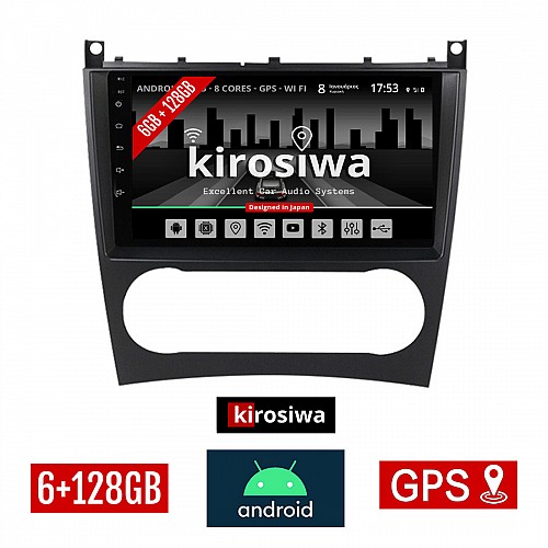 KIROSIWA 6+128GB MERCEDES C (W203) - CLC (2004 - 2008) Android οθόνη αυτοκίνητου 6GB με GPS WI-FI (ηχοσύστημα αφής 9" ιντσών OEM Youtube Playstore MP3 USB Radio Bluetooth Mirrorlink DSP Apple Carplay Android Auto 4G SIM card 4x60W, Benz) RX-9656
