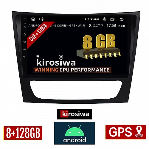 KIROSIWA 8GB + 128GB MERCEDES E W211 (2003-2009) Android οθόνη αυτοκίνητου με GPS WI-FI (ηχοσύστημα αφής 9" ιντσών OEM Youtube Playstore MP3 USB Radio Bluetooth Mirrorlink DSP Apple Carplay Android Auto 4G Sim Card 4x60W, Benz) RX-9665