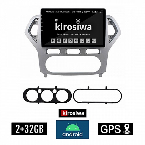 KIROSIWA 2+32GB FORD MONDEO (2007 - 2010) Android οθόνη αυτοκίνητου 2GB με GPS WI-FI (ηχοσύστημα αφής 10" ιντσών OEM Youtube Playstore MP3 USB Radio Bluetooth Mirrorlink εργοστασιακή, 4x60W, AUX, ασημί) FE-1309