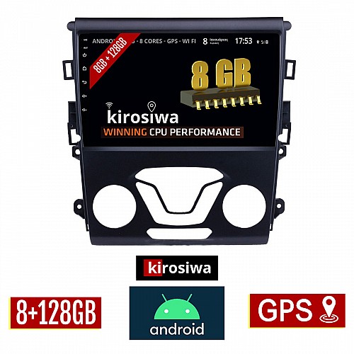 KIROSIWA 8GB + 128GB FORD MONDEO (μετά το 2013) Android οθόνη αυτοκίνητου με GPS WI-FI (ηχοσύστημα αφής 9" ιντσών OEM Youtube Playstore MP3 USB Radio Bluetooth Mirrorlink DSP Apple Carplay Android Auto 4G Sim Card 4x60W, AUX) FE-1317