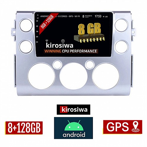 KIROSIWA 8GB + 128GB TOYOTA FJ CRUISER (2007 - 2013) Android οθόνη αυτοκίνητου με GPS WI-FI (ηχοσύστημα αφής 9" ιντσών OEM Youtube Playstore MP3 USB Radio Bluetooth Mirrorlink DSP Apple Carplay Android Auto 4G Sim Card 4x60W, AUX) KLS-7828