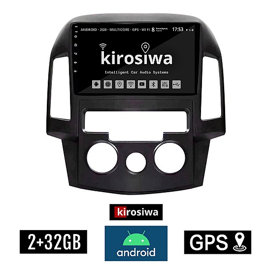 KIROSIWA 2+32GB HYUNDAI i30 (2007 - 2012) Android οθόνη αυτοκίνητου 2GB με GPS WI-FI (ηχοσύστημα αφής 9 ιντσών OEM Youtube Playstore MP3 USB Radio Bluetooth Mirrorlink εργοστασιακή, 4x60W, AUX) KLS-8100