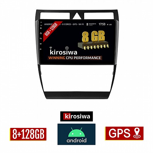 KIROSIWA 8GB + 128GB AUDI A6 (1998-2005) Android οθόνη αυτοκίνητου με GPS WI-FI (ηχοσύστημα αφής 9" ιντσών OEM Youtube Playstore MP3 USB Radio Bluetooth Mirrorlink DSP Apple Carplay Android Auto 4G Sim Card 4x60W) KLS-8118