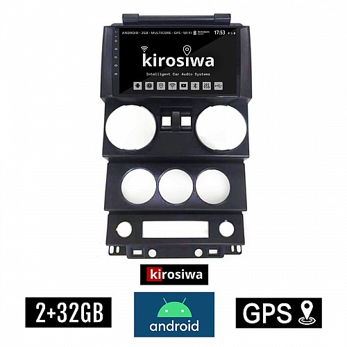 KIROSIWA 2+32GB JEEP WRANGLER (2006 - 2011) Android οθόνη αυτοκίνητου 2GB με GPS WI-FI (ηχοσύστημα αφής 9" ιντσών OEM Youtube Playstore MP3 USB Radio Bluetooth Mirrorlink εργοστασιακή 4x60W, AUX) RS-532