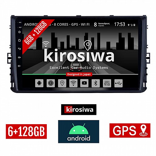 KIROSIWA 6+128GB VOLKSWAGEN POLO (μετά το 2017) Android οθόνη αυτοκίνητου 6GB με GPS WI-FI (VW ηχοσύστημα αφής 9" ιντσών OEM Youtube Playstore MP3 USB Radio Bluetooth Mirrorlink DSP Apple Carplay Android Auto 4G SIM card 4 x 60W, AUX) RX-9628