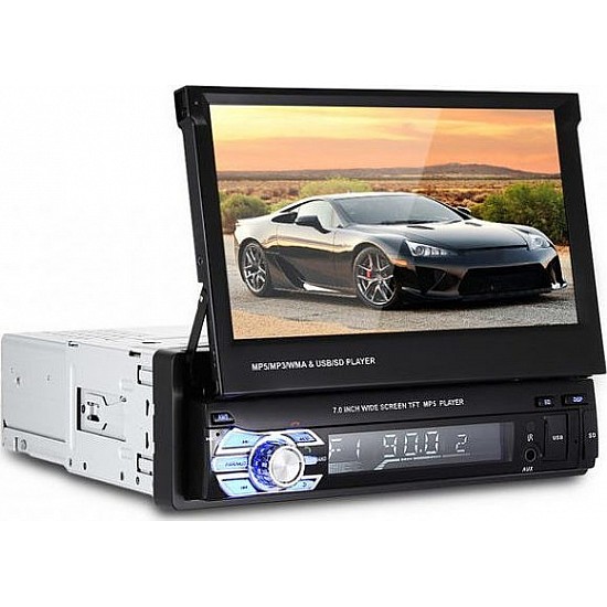 (ΜΕ ΕΛΛΗΝΙΚΟ ΜΕΝΟΥ) Αναδιπλούμενη οθόνη αυτοκινήτου 7 ιντσών Multimedia (USB, 1DIN, MP3, MP5, Bluetooth, Mirrorlink, 4x60W, Universal)  S27-RK7158B