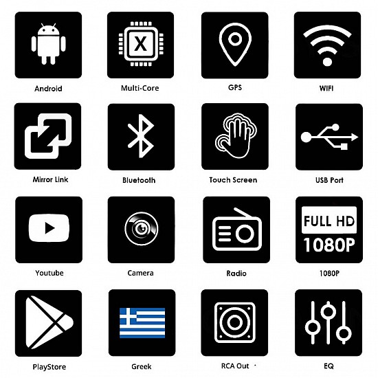 Android οθόνη αφής 9 ιντσών με GPS (2-DIN, αυτοκινήτου, Youtube, WI-FI, Playstore, Spotify, Google Maps, ηχοσύστημα, internet, USB, 2DIN, MP3, MP5, 4x60W, Bluetooth, 2 DIN, Mirrorlink) R7078