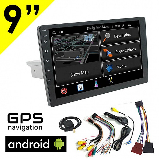 1DIN Android οθόνη αυτοκινήτου 9 ιντσών με GPS (ηχοσύστημα F9, WI-FI, Youtube, USB, 1 DIN, MP3, MP5, Bluetooth, Mirrorlink, Universal, 4x60W, AUX)