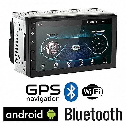 Android με Ελληνικό πλοηγό GPS και 7" ιντσών οθόνη αφής (WI-FI Youtube 2GB Playstore ηχοσύστημα αυτοκίνητου MP3 USB video radio Bluetooth, 4x60W, Universal, AUX, Mirrorlink)