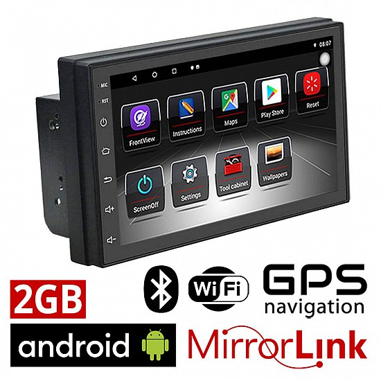 Android οθόνη αφής 2GB με WI-FI GPS USB (Ελληνική γλώσσα 2 DIN 7′ ιντσών Youtube OBD ηχοσύστημα αυτοκινήτου OEM 2DIN Playstore, 4x60W, AUX, Universal, Mirrorlink, Bluetooth) 7011A2