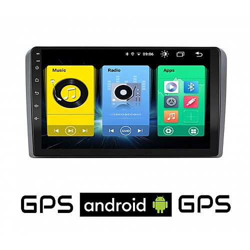 AUDI A3 (2003-2012) Android οθόνη αυτοκίνητου με GPS WI-FI (ηχοσύστημα αφής 9" ιντσών OEM Youtube Playstore MP3 USB Radio Bluetooth Mirrorlink Α3 εργοστασιακή, 4x60W, AUX) AU23