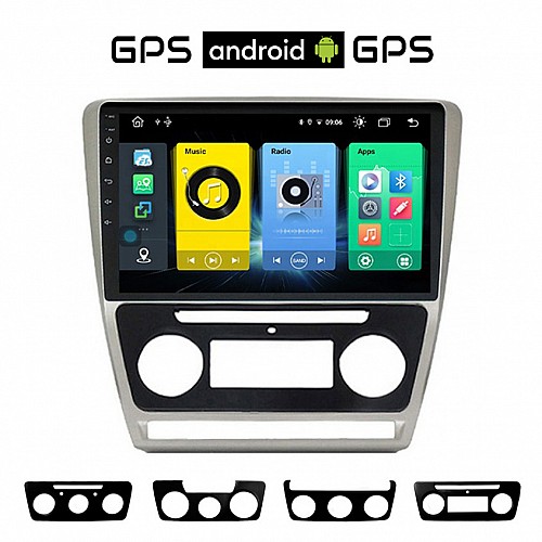 SKODA OCTAVIA 5 (2005 - 2012) Android οθόνη αυτοκίνητου με GPS WI-FI (4x60W Mk2 ηχοσύστημα αφής 10" ιντσών OEM Youtube Playstore MP3 USB Radio Bluetooth Mirrorlink εργοστασιακή, ασημί) SK55