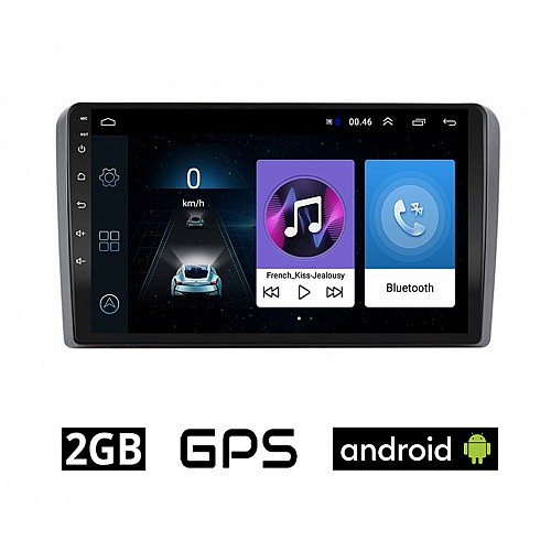 AUDI A3 (2003-2012) Android οθόνη αυτοκίνητου 2GB με GPS WI-FI (ηχοσύστημα αφής 9" ιντσών OEM Youtube Playstore MP3 USB Radio Bluetooth Mirrorlink Α3 εργοστασιακή, 4x60W, AUX) AU23-2GB