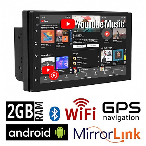 Ηχοσύστημα Android (2+32GB) με WI-FI GPS (Playstore οθόνη αφής USB 2GB Ελληνική γλώσσα 7′' ιντσών Youtube OBD αυτοκινήτου OEM 2DIN, Bluetooth, Mirrorlink, Universal 4x60W) 7011A3