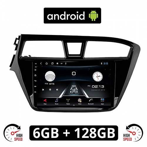 HYUNDAI i20 (2014 - 2019) Android οθόνη αυτοκίνητου 6GB με GPS WI-FI (ηχοσύστημα αφής 9" ιντσών OEM Youtube Playstore MP3 USB Radio Bluetooth Mirrorlink εργοστασιακή, 4x60W, AUX)