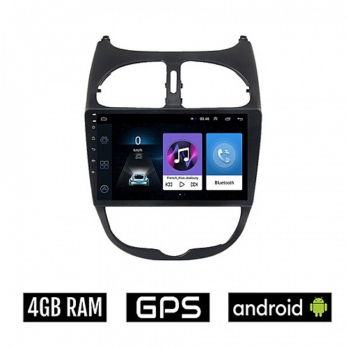 PEUGEOT 206 (1998 - 2006) Android οθόνη αυτοκίνητου 4GB με GPS WI-FI (ηχοσύστημα αφής 9" ιντσών OEM Youtube Playstore MP3 USB Radio Bluetooth Mirrorlink εργοστασιακή, 4x60W, AUX)