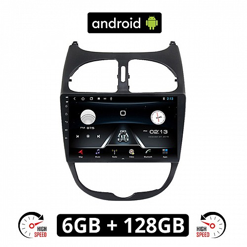 PEUGEOT 206 (1998 - 2006) Android οθόνη αυτοκίνητου 6GB με GPS WI-FI (ηχοσύστημα αφής 9" ιντσών OEM Youtube Playstore MP3 USB Radio Bluetooth Mirrorlink εργοστασιακή, 4x60W, AUX) PE320-6GB