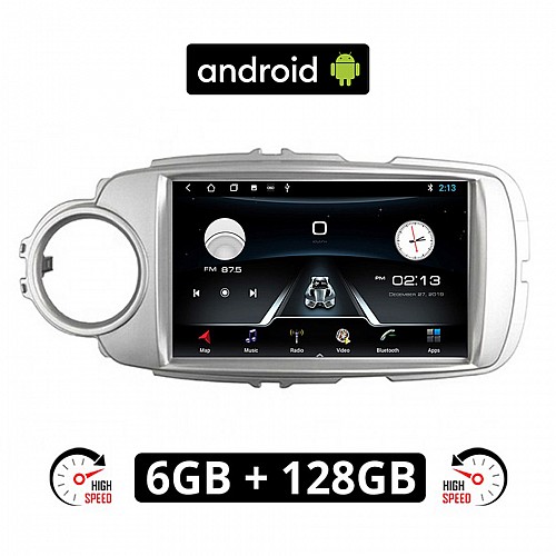TOYOTA YARIS (2011 - 2020) Android οθόνη αυτοκίνητου 6GB με GPS WI-FI (ηχοσύστημα αφής 9" ιντσών OEM Youtube Playstore MP3 USB Radio Bluetooth Mirrorlink εργοστασιακή, ασημί, 4 x 60W, AUX)  TO632-6GB