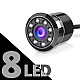Κάμερα οπισθοπορείας αυτοκινήτου (χωνευτή στο προφυλακτήρα) με 8 led για νυχτερινή λήψη (universal)