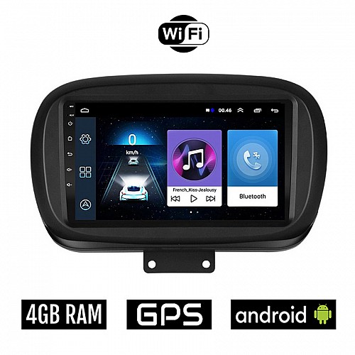 FIAT 500X (μετά το 2014) Android οθόνη αυτοκίνητου 4GB με GPS WI-FI (ηχοσύστημα αφής 9" ιντσών OEM Youtube Playstore MP3 USB Radio Bluetooth Mirrorlink εργοστασιακή, 4x60W, AUX)