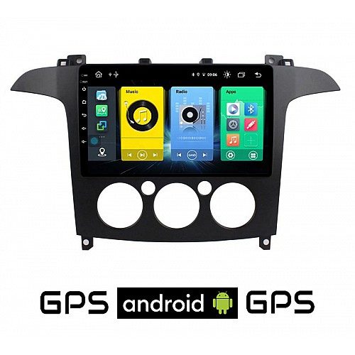 FORD S-MAX 2006 - 2014 (με χειροκίνητο κλιματισμό) Android οθόνη αυτοκίνητου με GPS WI-FI (ηχοσύστημα αφής 9" ιντσών OEM Youtube Playstore MP3 USB Radio Bluetooth Mirrorlink εργοστασιακή, 4x60W, AUX) FO45