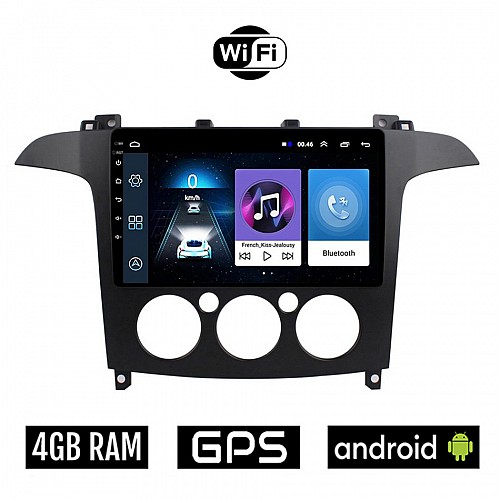 FORD S-MAX 2006 - 2014 (με χειροκίνητο κλιματισμό) Android οθόνη αυτοκίνητου 4GB με GPS WI-FI (ηχοσύστημα αφής 9" ιντσών OEM Youtube Playstore MP3 USB Radio Bluetooth εργοστασιακή, 4x60W)
