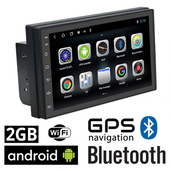 Οθόνη αυτοκίνητου 7 ιντσών Android με 2GB Ram και GPS (WI-FI Playstore MP3 MP5 USB 2-DIN Ραδιόφωνο Bluetooth Mirrorlink Universal 4x60W 2DIN Video) L7025