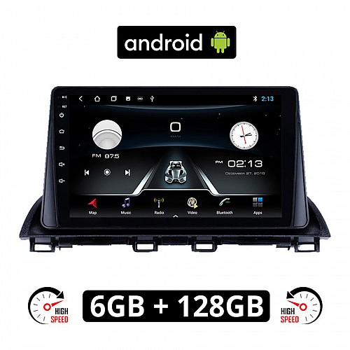 MAZDA 3 (μετά το 2014) Android οθόνη αυτοκίνητου 6GB με GPS WI-FI (ηχοσύστημα αφής 9" ιντσών OEM Youtube Playstore MP3 USB Radio Bluetooth Mirrorlink εργοστασιακή, 4x60W, AUX)
