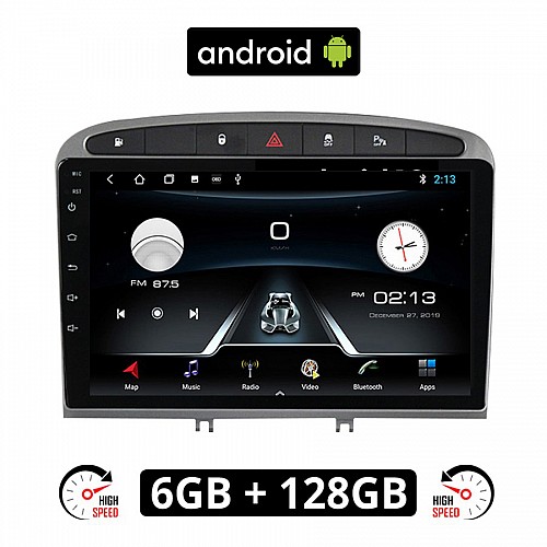 PEUGEOT 308 (2007 - 2012) Android οθόνη αυτοκίνητου 6GB με GPS WI-FI (ηχοσύστημα αφής 9" ιντσών OEM Youtube Playstore MP3 USB Radio Bluetooth Mirrorlink εργοστασιακή, 4x60W, AUX) PE23-6GB