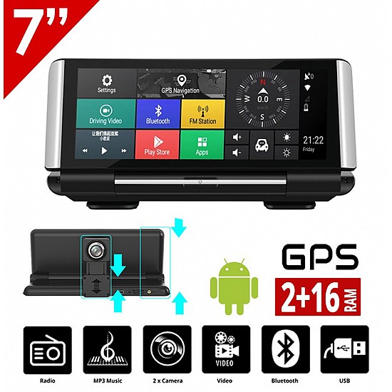 Android 2GB GPS Station 7 ιντσών για το ταμπλό του αυτοκινήτου (WI-FI Playstore USB Youtube DVR καταγραφικό οθόνη Ελληνικός πλοηγός GPS Bluetooth Mirrorlink Universal 4x60W ηχοσύστημα ραδιόφωνο) TM321