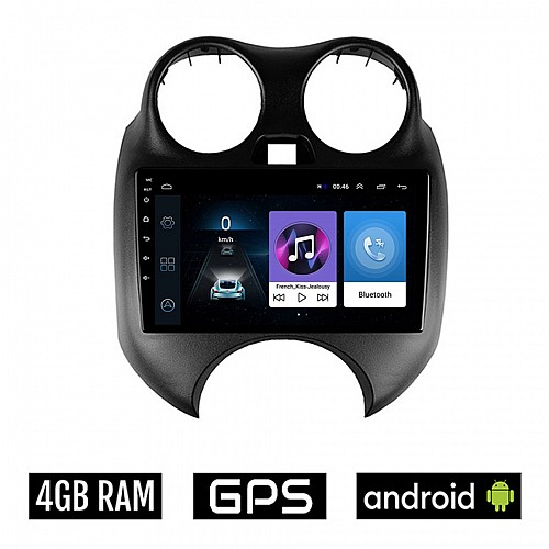 NISSAN MICRA (2010- 2016) Android οθόνη αυτοκίνητου 4GB με GPS WI-FI (ηχοσύστημα αφής 9" ιντσών OEM Youtube Playstore MP3 USB Radio Bluetooth Mirrorlink εργοστασιακή, 4x60W, AUX)