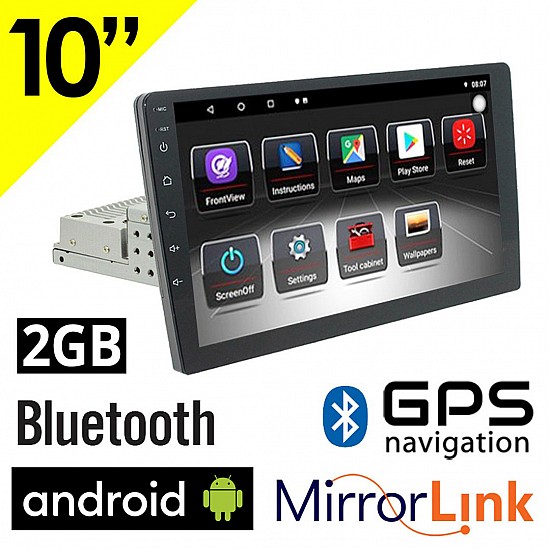 1-DIN Android (2GB RAM) οθόνη αυτοκινήτου 10 ιντσών με GPS (Playstore WI-FI Youtube USB 1DIN MP3 MP5 Bluetooth Mirrorlink Universal 4x60W πλοήγηση ηχοσύστημα) R102
