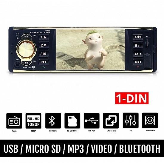 Radio-USB αυτοκινήτου με έγχρωμη οθόνη Bluetooth MP3 Video (1-DIN 1DIN multimedia ανοιχτή ακρόαση 4 ιντσών 4x60W radio microSD universal) 4019B