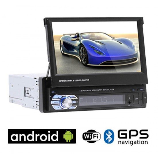 CAMERA + Android αναδιπλούμενη οθόνη 7 ιντσών με GPS (ηχοσύστημα αυτοκινήτου WI-FI, Youtube, USB, 1DIN, MP3, MP5, Bluetooth, Mirrorlink, 4x60W) 4959