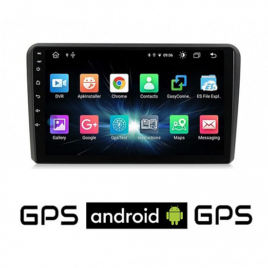 CAMERA + AUDI A3 (2003-2012) Android οθόνη αυτοκίνητου με GPS WI-FI (ηχοσύστημα αφής 9 ιντσών OEM Youtube Playstore MP3 USB Radio Bluetooth Mirrorlink Α3 εργοστασιακή, 4x60W, AUX) 4989
