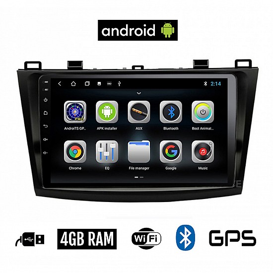 CAMERA + MAZDA 3 (2009 - 2015) Android οθόνη αυτοκίνητου 4GB με GPS WI-FI (ηχοσύστημα αφής 9 ιντσών OEM Youtube Playstore MP3 USB Radio Bluetooth Mirrorlink εργοστασιακή, 4x60W, AUX) 5253