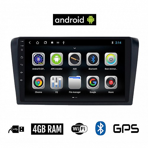 CAMERA + MAZDA 3 (2003 - 2008) Android οθόνη αυτοκίνητου 4GB με GPS WI-FI (ηχοσύστημα αφής 9" ιντσών OEM Youtube Playstore MP3 USB Radio Bluetooth Mirrorlink εργοστασιακή, 4x60W, AUX) 5255