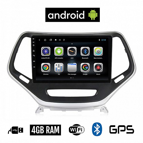 CAMERA + JEEP CHEROKEE  μετά το 2014 Android οθόνη αυτοκίνητου 4GB με GPS WI-FI (ηχοσύστημα αφής 10" ιντσών OEM Youtube Playstore MP3 USB Radio Bluetooth Mirrorlink εργοστασιακή, 4x60W, AUX)