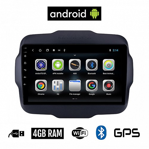 CAMERA + JEEP RENEGADE (μετά το 2014) Android οθόνη αυτοκίνητου 4GB με GPS WI-FI (ηχοσύστημα αφής 9" ιντσών OEM Youtube Playstore MP3 USB Radio Bluetooth Mirrorlink εργοστασιακή, 4x60W, AUX)