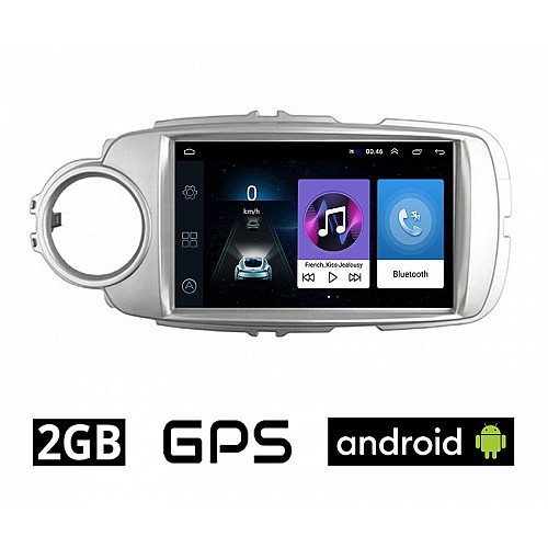 TOYOTA YARIS (2011 - 2020) Android οθόνη αυτοκίνητου 2GB με GPS WI-FI (ηχοσύστημα αφής 9" ιντσών OEM Youtube Playstore MP3 USB Radio Bluetooth Mirrorlink εργοστασιακή, ασημί, 4 x 60W, AUX) TO732-2GB