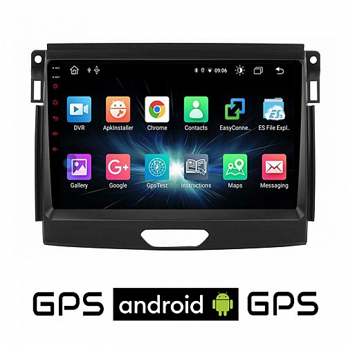 CAMERA + FORD RANGER (μετά το 2015) Android οθόνη αυτοκίνητου με GPS WI-FI (ηχοσύστημα αφής 9" ιντσών OEM Youtube Playstore MP3 USB Radio Bluetooth Mirrorlink εργοστασιακή, 4x60W, AUX)