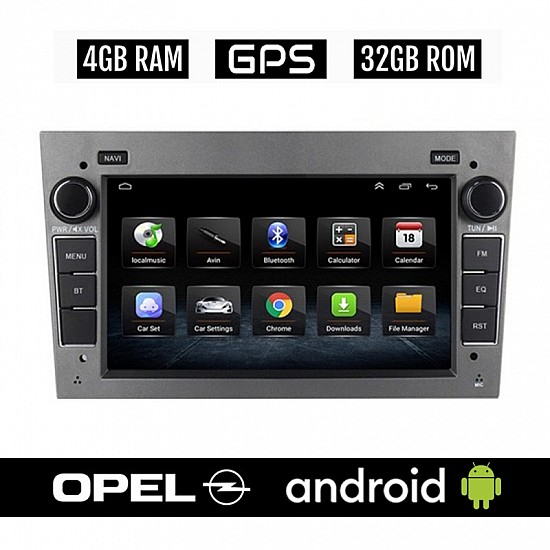 OPEL 4GB Android για CORSA C D ASTRA H G VECTRA ZAFIRA MERIVA οθόνη αυτοκίνητου με GPS WI-FI (Youtube Playstore 32GB ROM RAM ηχοσύστημα αφής 7 ιντσών OEM MP3 USB Bluetooth Mirrorlink εργοστασιακή γκρί ανθρακί) OP44-4GB