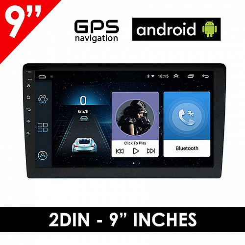 CAMERA + Android οθόνη αυτοκινήτου 9" ιντσών με GPS (Youtube, WI-FI, Playstore, ηχοσύστημα, USB, 2DIN, MP3, MP5, Bluetooth, Mirrorlink, Universal, 4x60W, AUX) 4918