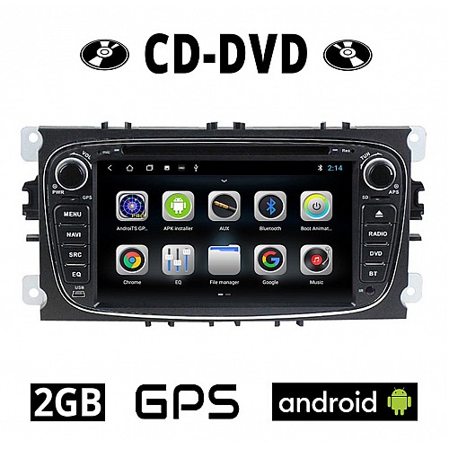 FORD FOCUS (2007 - 2011) Android CD DVD οθόνη αυτοκίνητου 2GB με GPS WI-FI DSP (ηχοσύστημα αφής 7" ιντσών 2GB OEM Youtube Playstore MP3 USB Radio Bluetooth 4x60W Mirrorlink εργοστασιακού τύπου μαύρη) FR90-2CD